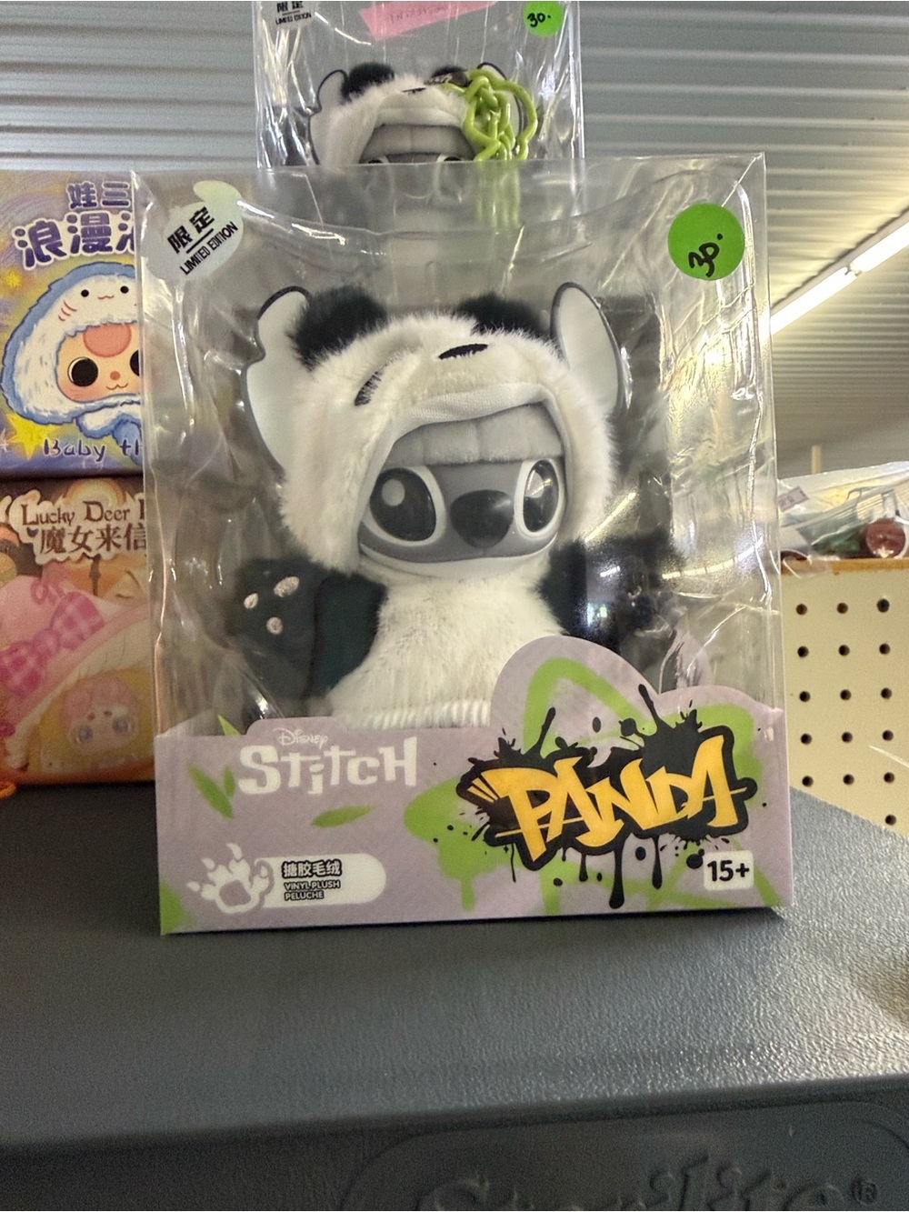 Disney Stitch Panda Plush - Black, White & Gray